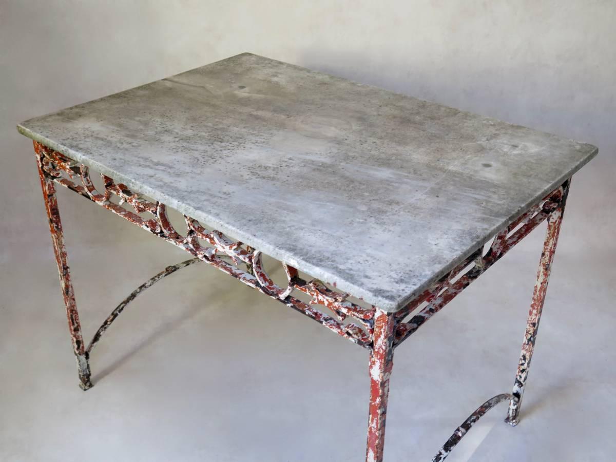 19th Century Wrought-Iron and Marble Console, France, circa 1920s