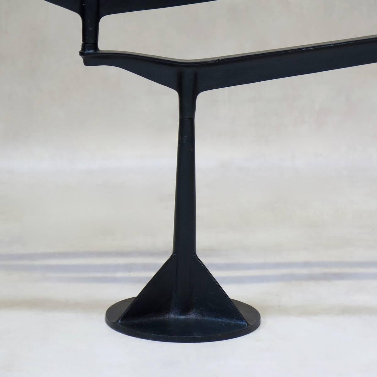 Large Pair of Mid-Century Pivoting Cast Iron Candleholders For Sale 3
