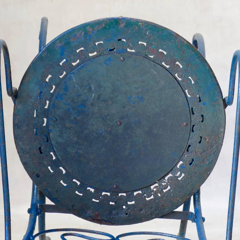 Set of Four Unusual Wrought-Iron Garden Chairs, France, circa 1920s For Sale 3