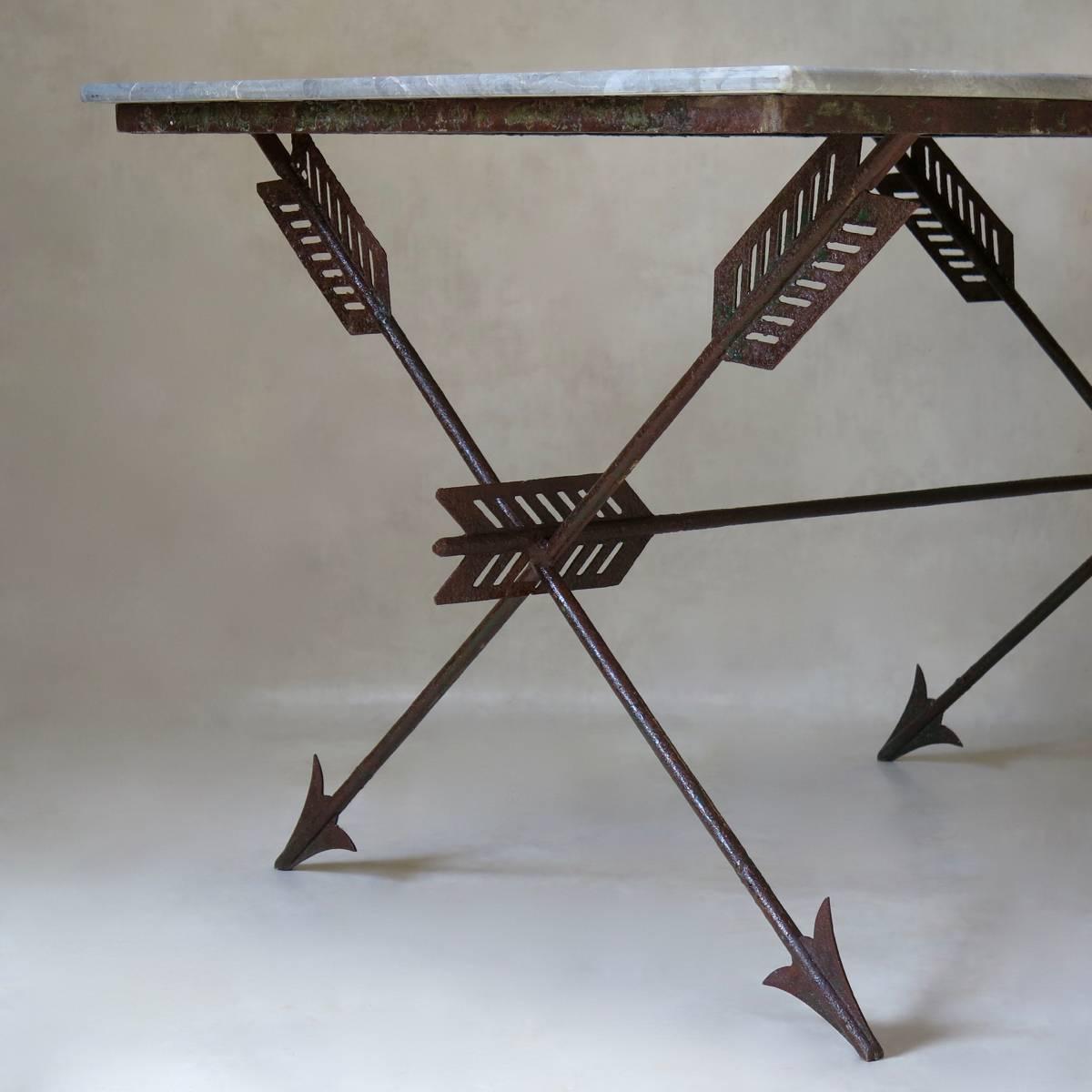Elegant French 1940s Iron and Marble 