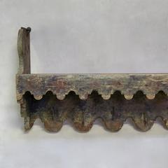 Polychrome Folk Art Wall-Mounted Shelf with Hooks, France, 19th Century