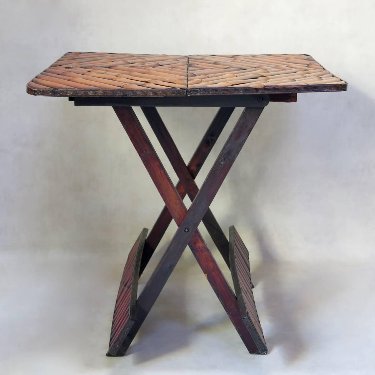 French Vintage Folding Bamboo Side Table, France, circa 1950s For Sale