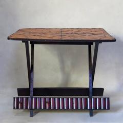 Vintage Folding Bamboo Side Table, France, circa 1950s