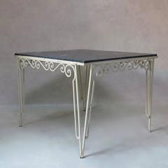 Large Wrought Iron and Stone Art Deco Table, France, 1930s