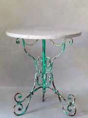 Painted Wrought Iron and Marble Gueridon Table, France, circa 1920s