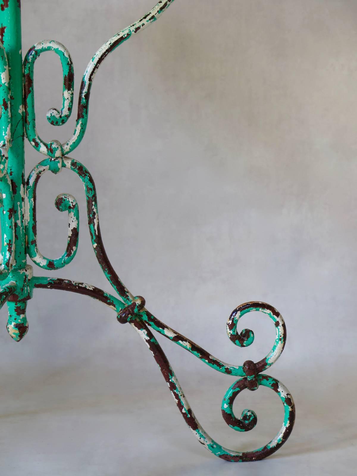 Painted Wrought Iron and Marble Gueridon Table, France, circa 1920s For Sale 2