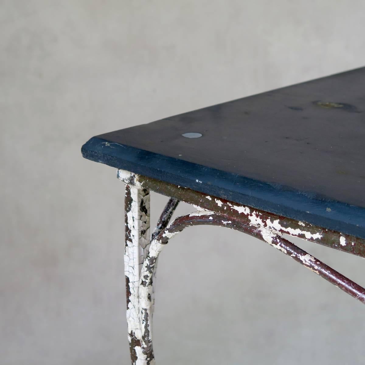 Square Painted Iron and Slate Table, circa 1920s For Sale 1