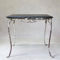 Square Painted Iron and Slate Table, circa 1920s