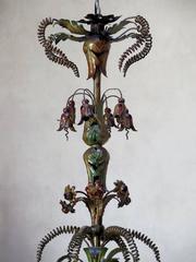 Large-Scale Tôle Peinte Chandelier, France, circa 1900