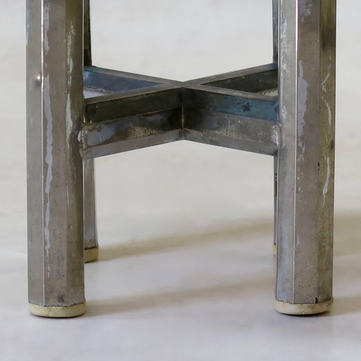 Chrome and Fabric Bauhaus Stool, circa 1930s In Good Condition For Sale In Isle Sur La Sorgue, Vaucluse