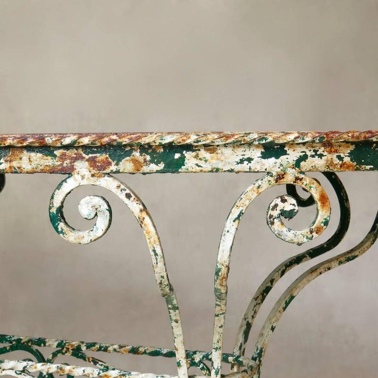 20th Century French 1920s Oval Wrought-Iron and Marble Table For Sale