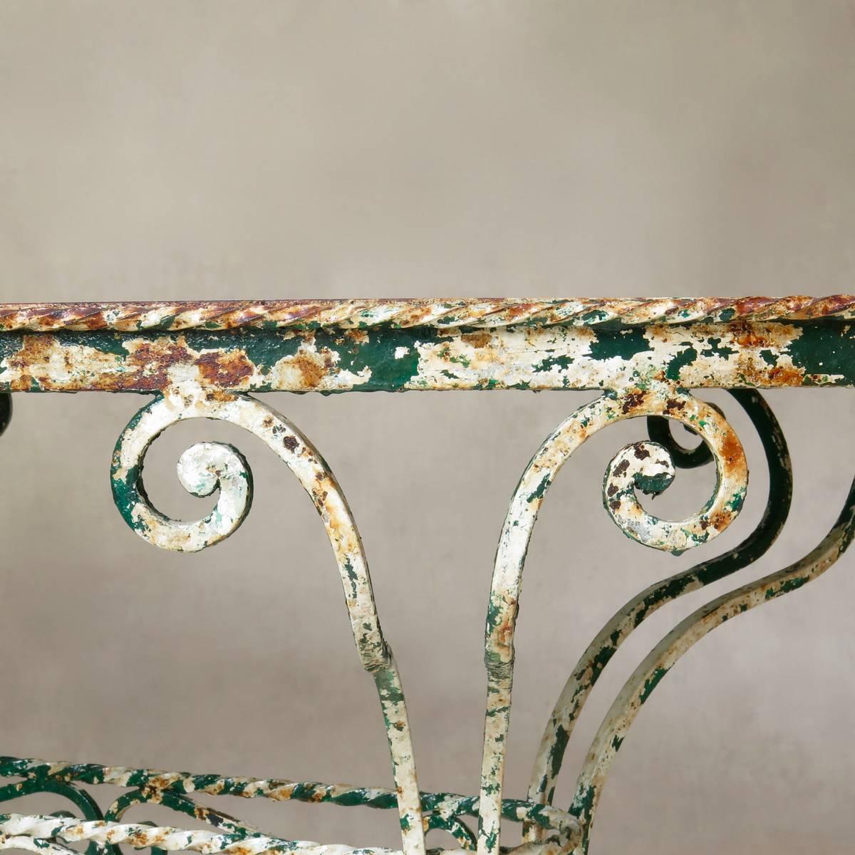 marble wrought iron table