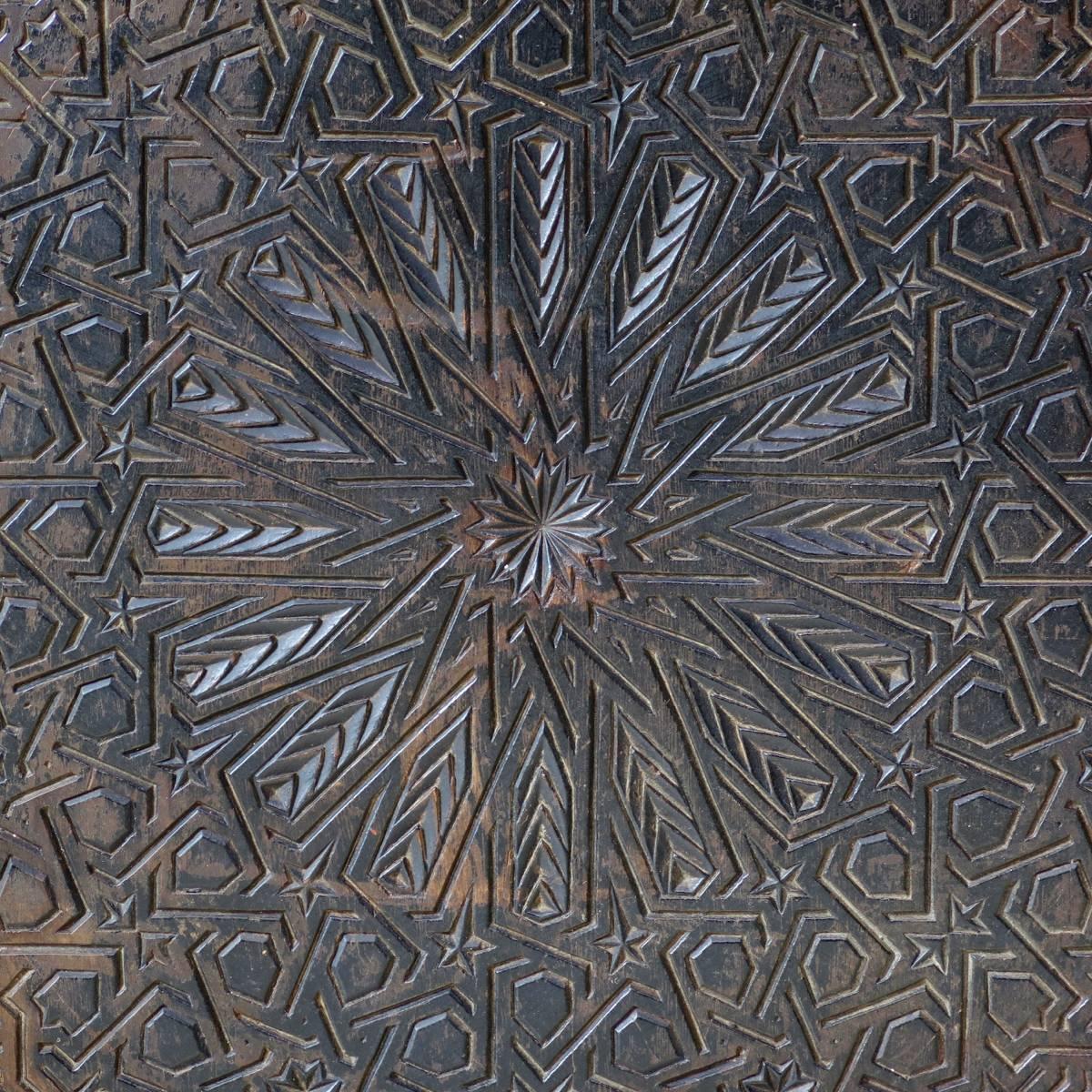 20th Century Intricately Carved Octagonal Ebonized Wood Table, circa 1900s For Sale
