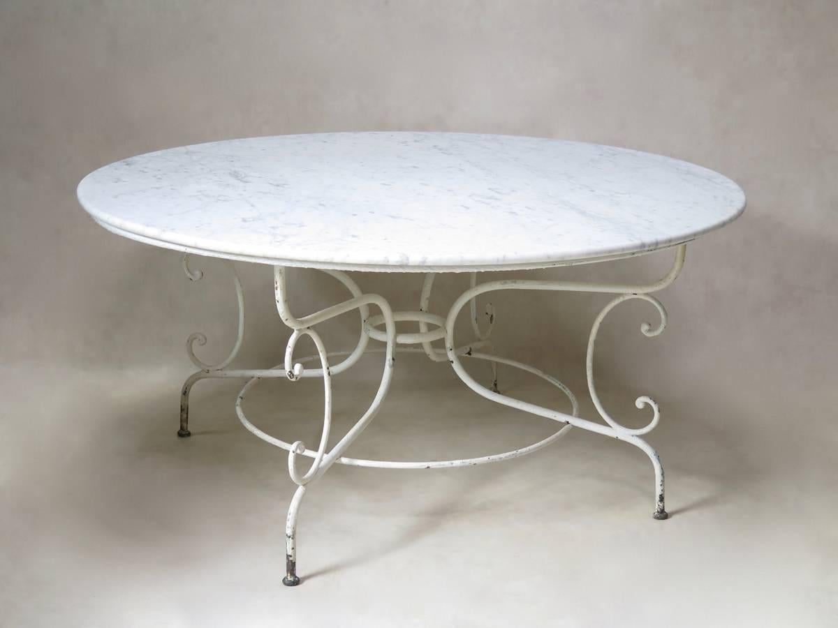 Unusually Large French Iron and Marble Table, circa 1910 In Good Condition In Isle Sur La Sorgue, Vaucluse