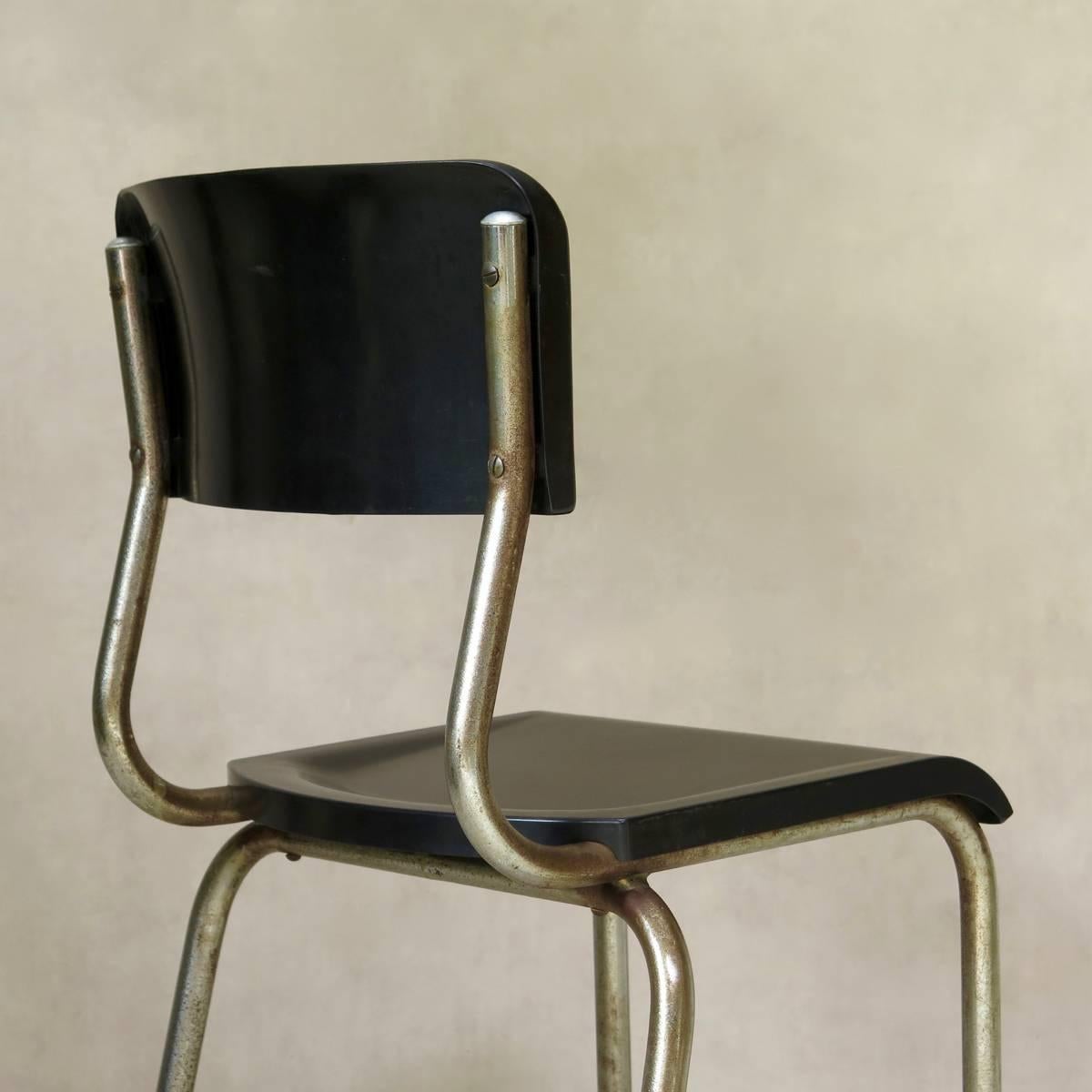 Rene Herbst Bakelite and Chrome Chairs '12 Available', France, 1950s For Sale 1
