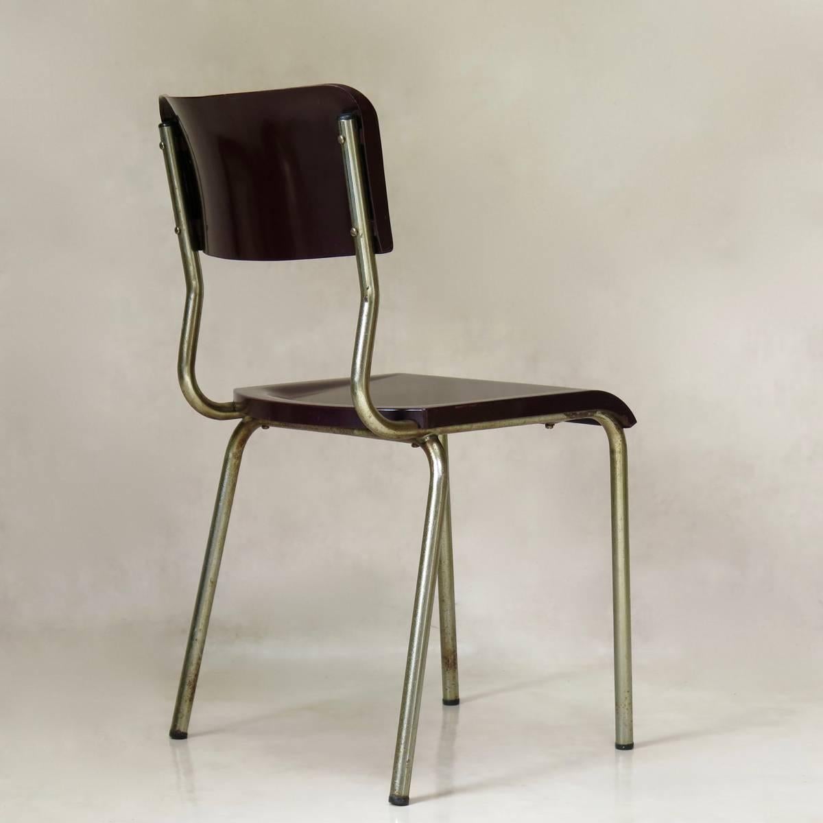 Mid-Century Modern Rene Herbst Bakelite and Chrome Chairs '12 Available', France, 1950s For Sale