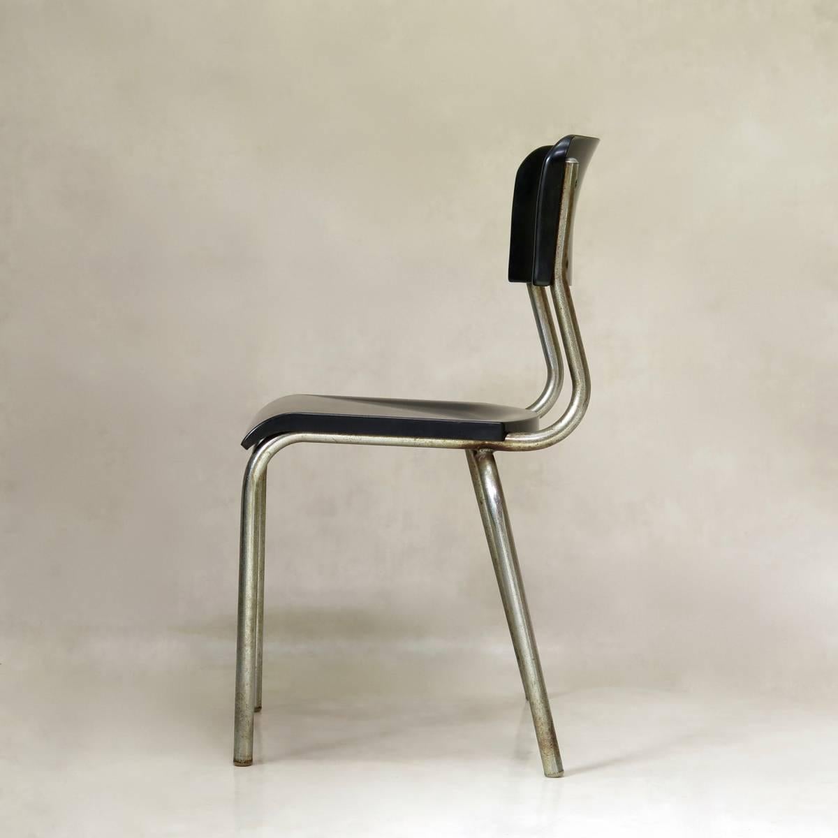 20th Century Rene Herbst Bakelite and Chrome Chairs '12 Available', France, 1950s For Sale