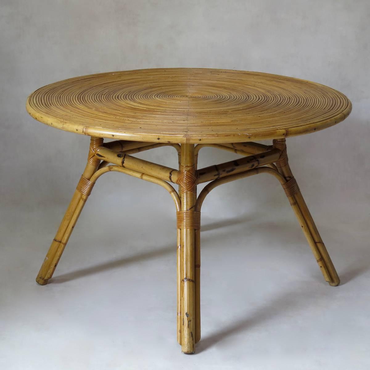 Mid-Century Modern Bamboo Dining Table, France, circa 1960s