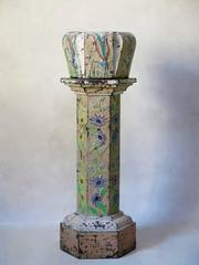 Polychromed Repoussé Copper Pedestal and Planter, France, 19th Century
