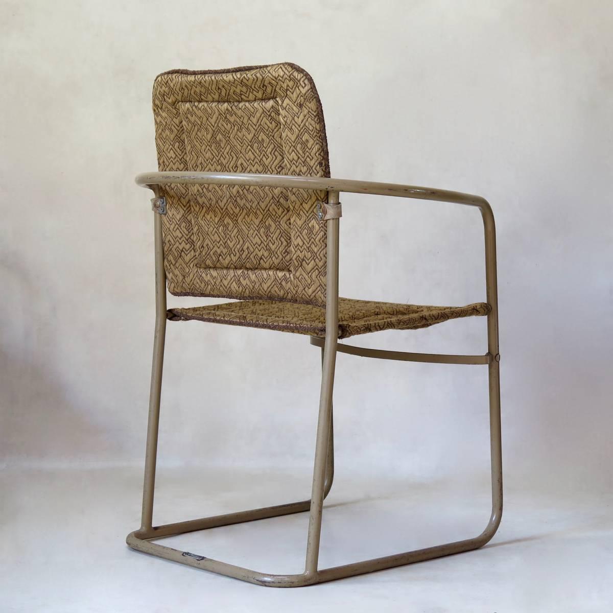 20th Century Pair of Tubular Metal Chairs, France, circa 1950s For Sale