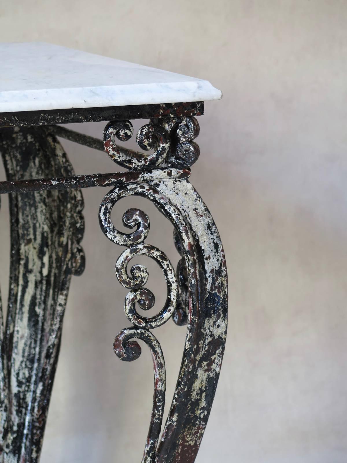 Wrought Iron and Marble Console, France, 19th Century For Sale 2