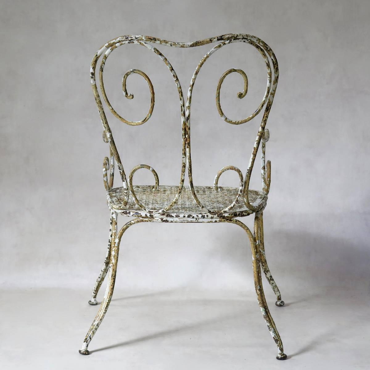 Painted Large Wrought Iron Chair, France, circa 1900