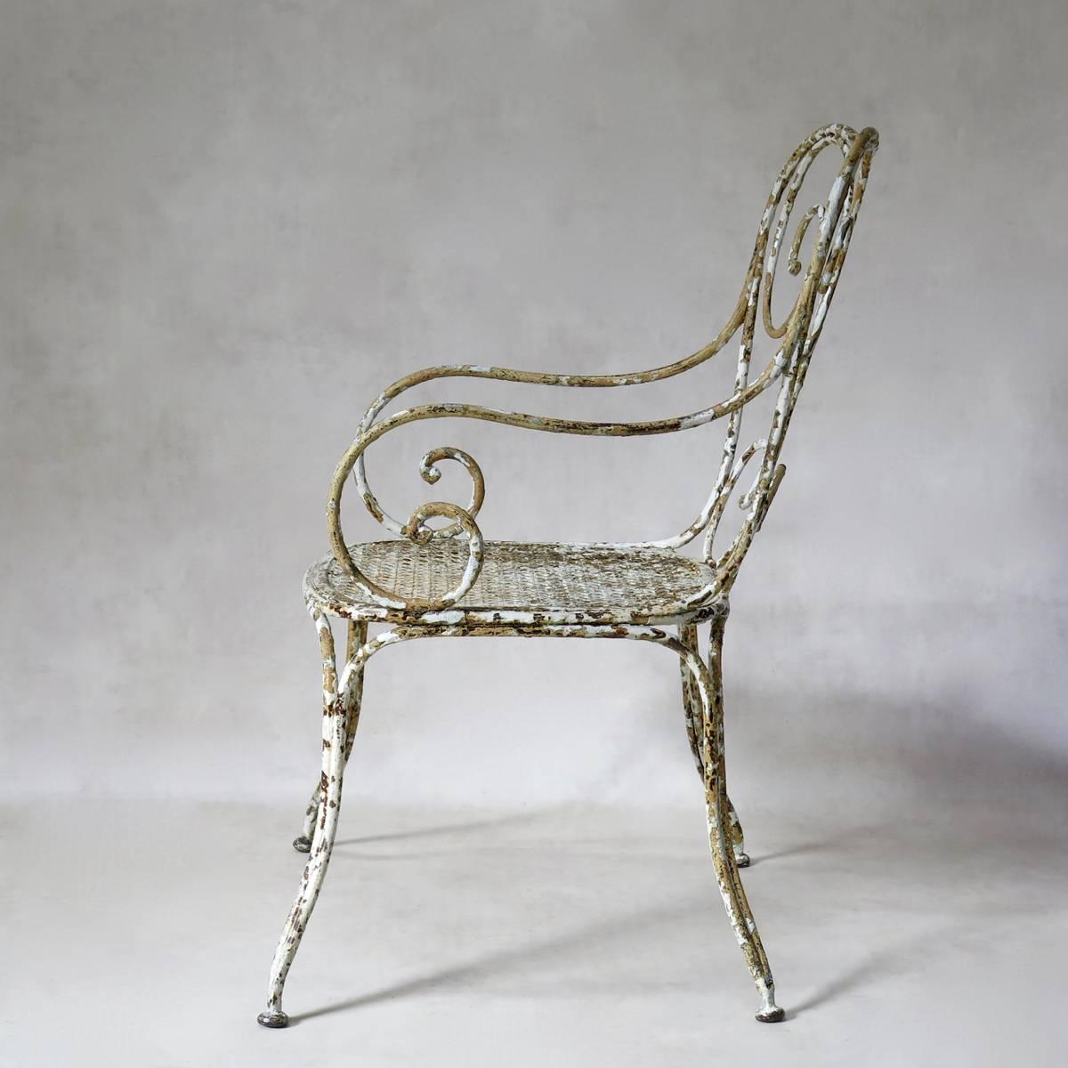 French Large Wrought Iron Chair, France, circa 1900