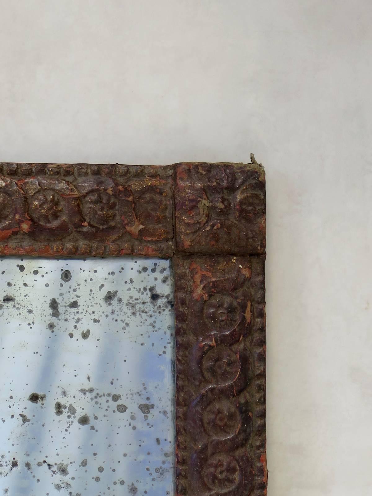 Papier-Mch-Spiegel aus dem 19. Jahrhundert im Zustand „Starke Gebrauchsspuren“ im Angebot in Isle Sur La Sorgue, Vaucluse