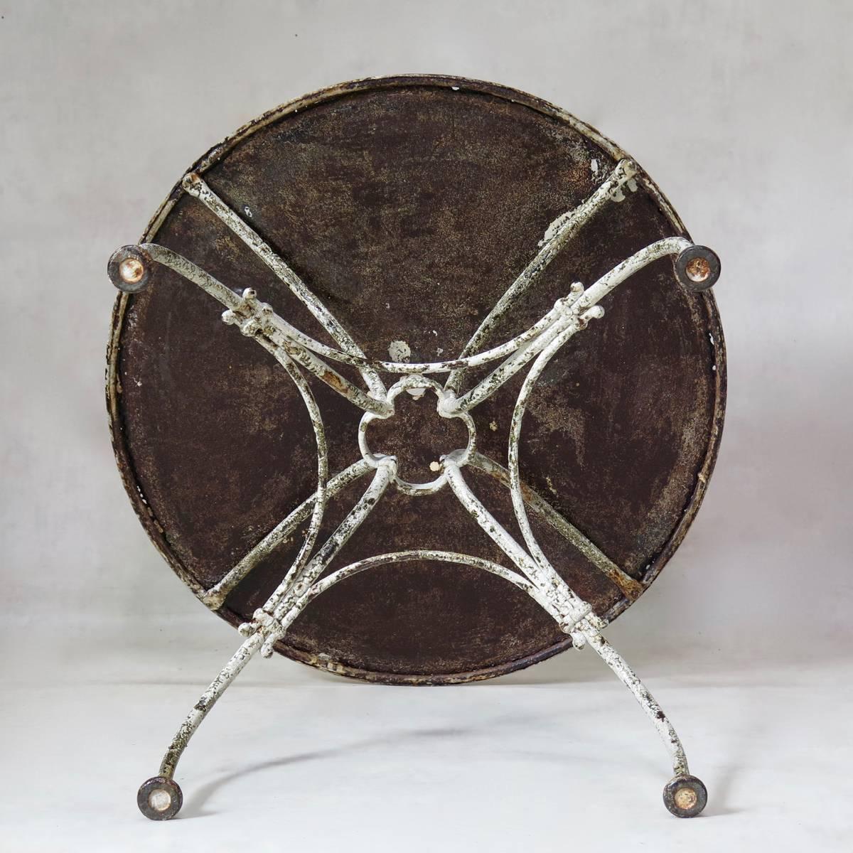 Round Wrought Iron and Marble Garden Table, France, Early 1900s 3
