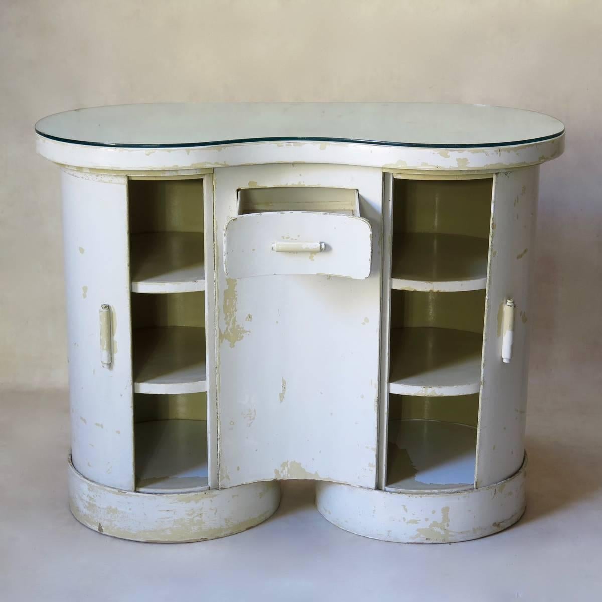 Mid-Century Modern French 1950s Kidney Shape Commode For Sale