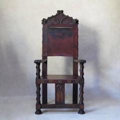 Medieval Style Hall Chairs, France, 19th Century