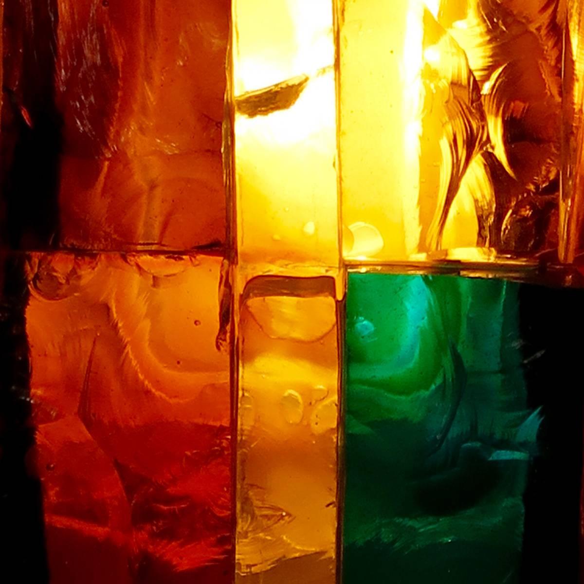 French Colorful Glass Sconces, France, circa 1960s