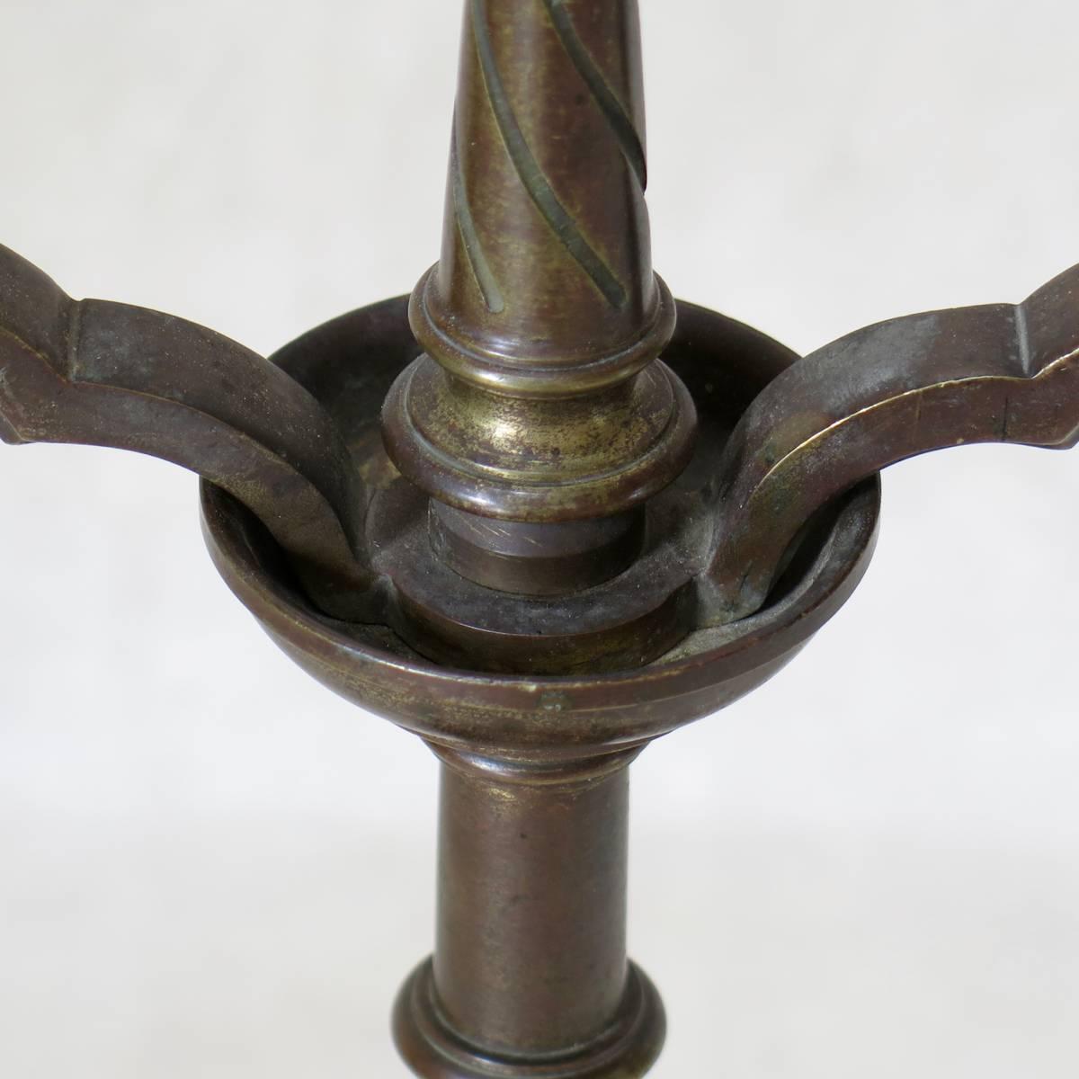 Pair of Bronze Gothic-Style Candleholders, France, Early 1900s 3