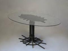 Bronze-Coloured Iron Oval Table, France, circa 1940s