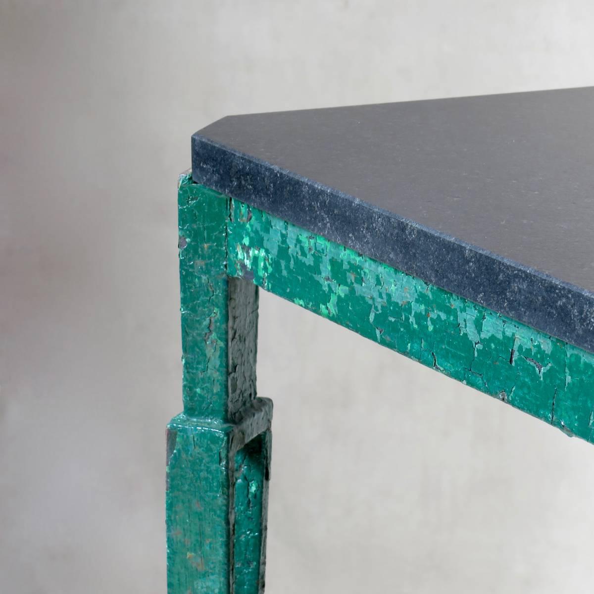 20th Century French 1940s Art Deco Iron and Granite Table For Sale