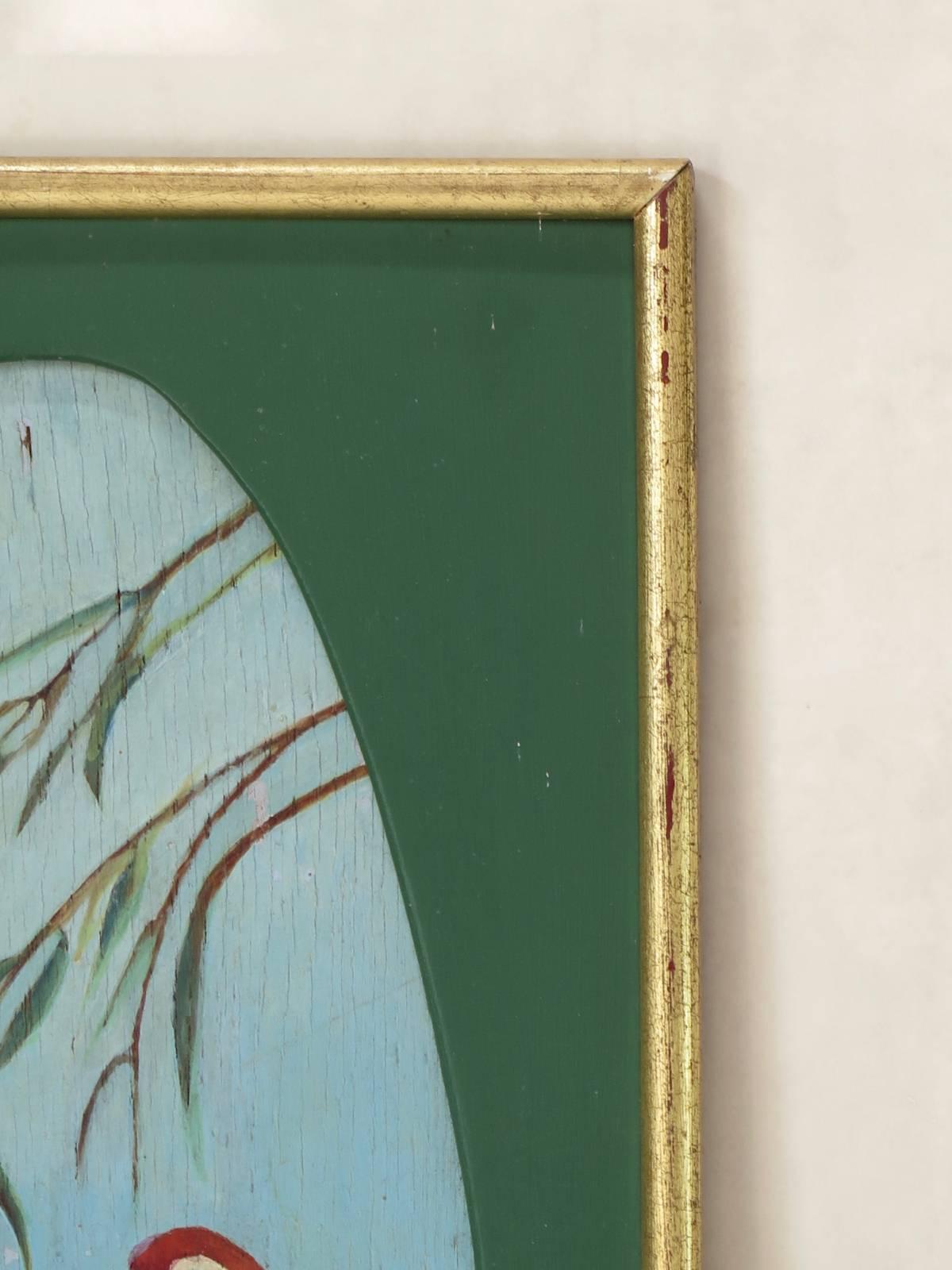 Paire de peintures décoratives de perroquets, France, vers les années 1920 en vente 1