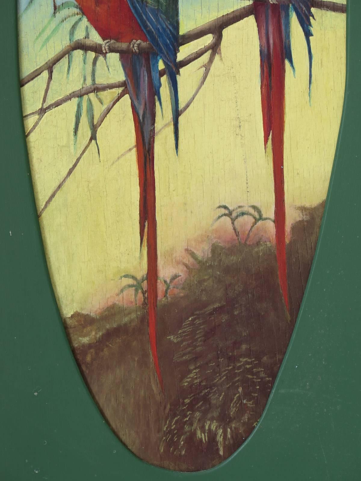Paire de peintures décoratives de perroquets, France, vers les années 1920 en vente 3