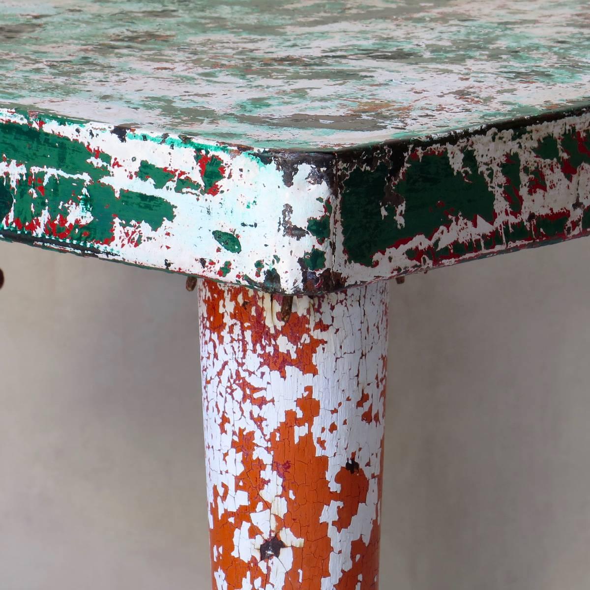 Mid-Century Modern French 1950s Painted Metal Table, Comes Apart For Sale