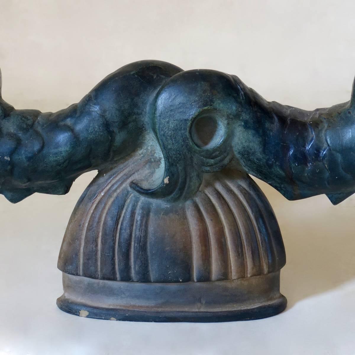 French Art Deco Terracotta Candelabra, France, circa 1930s For Sale