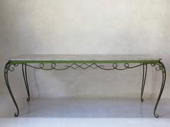 Large Wrought Iron and Stone Table Attributed to René Prou, France, circa 1940s