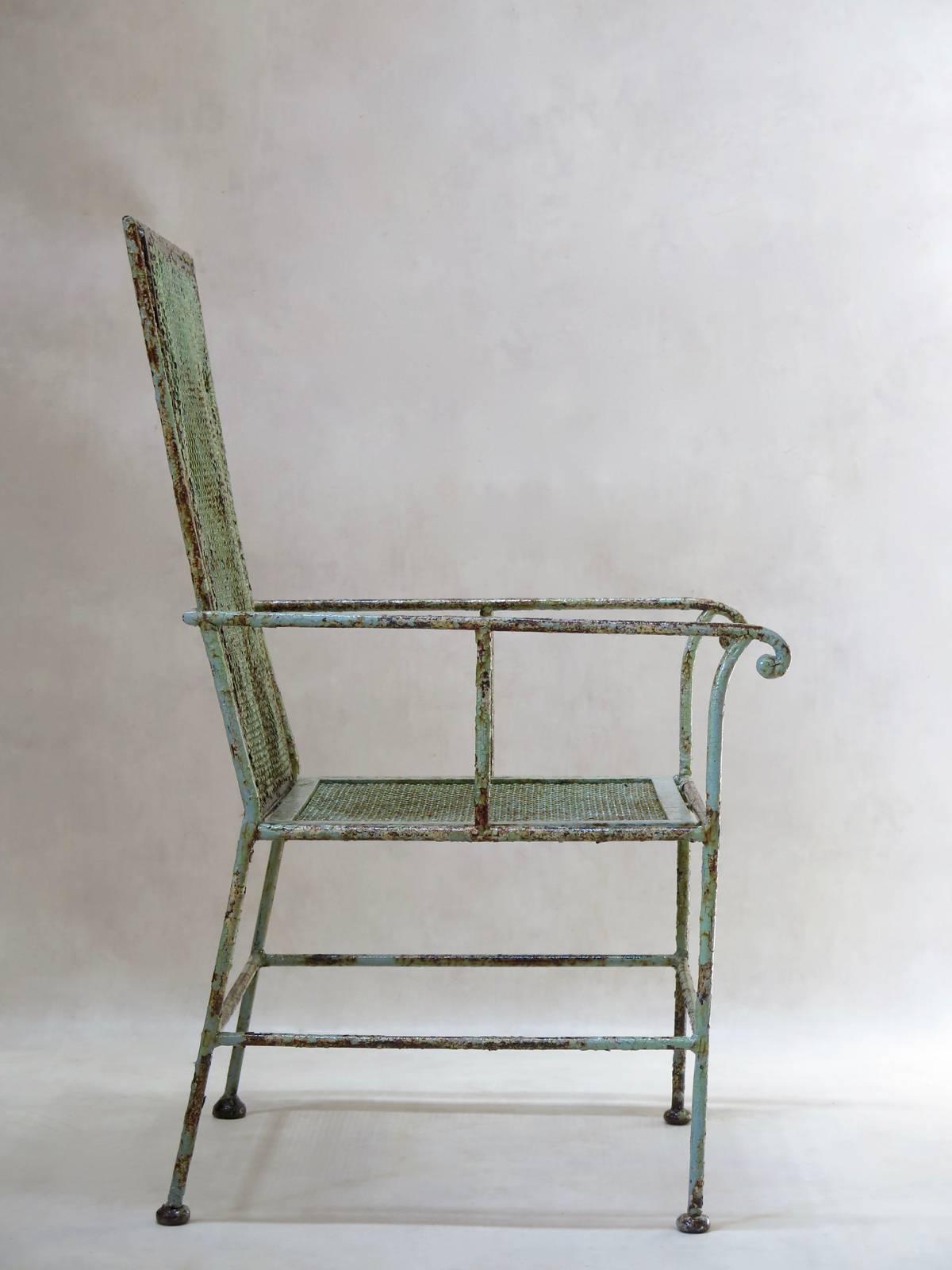 Painted Unusual Iron Armchair, France, circa 1900 For Sale