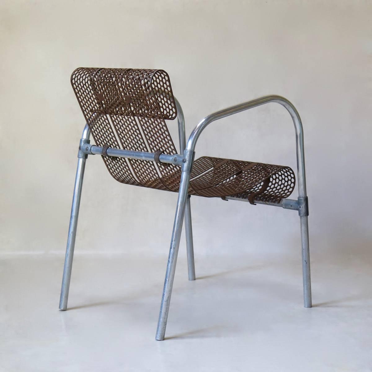 Aluminum Two Chairs by Claude Adrien for M.A.M., France, 1950s For Sale