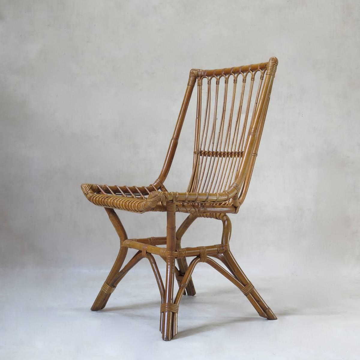Six French Mid-Century Wicker Chairs at 1stDibs | mid century wicker chair