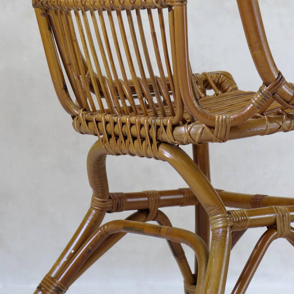 20th Century Six French Mid-Century Wicker Chairs