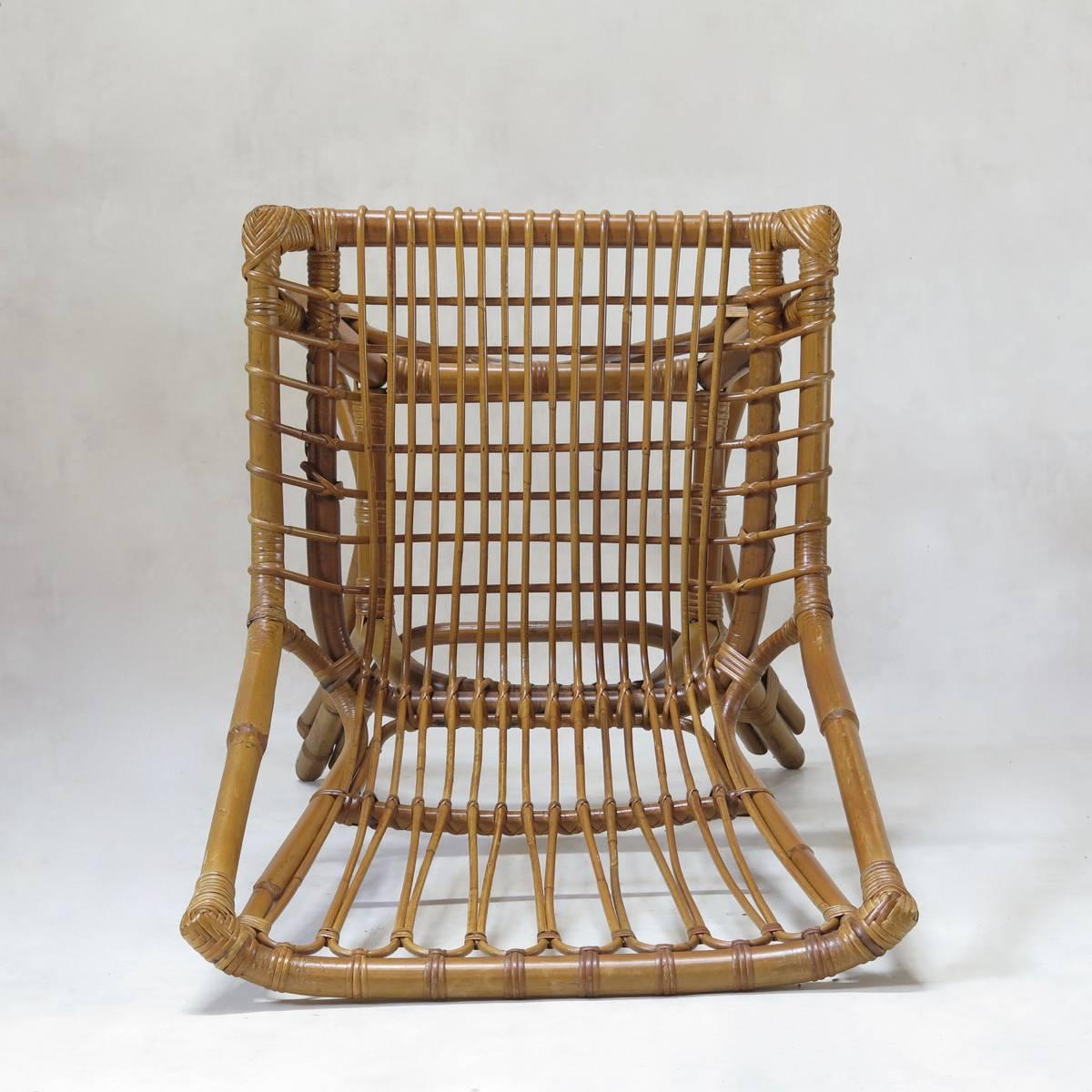 Six French Mid-Century Wicker Chairs 1