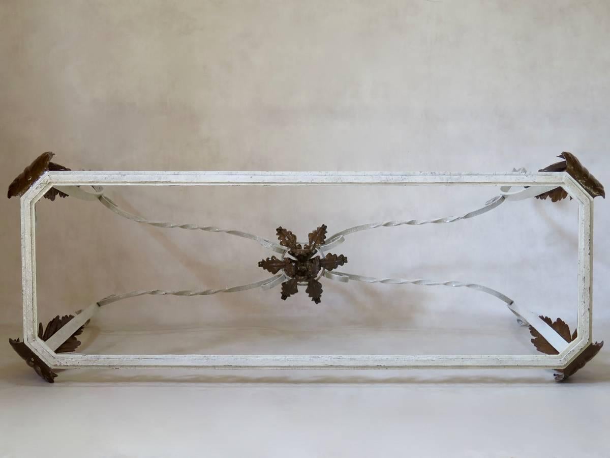 Pair of Elegant Iron Console Tables with Acanthus Leaf Motif, France circa 1940s For Sale 2