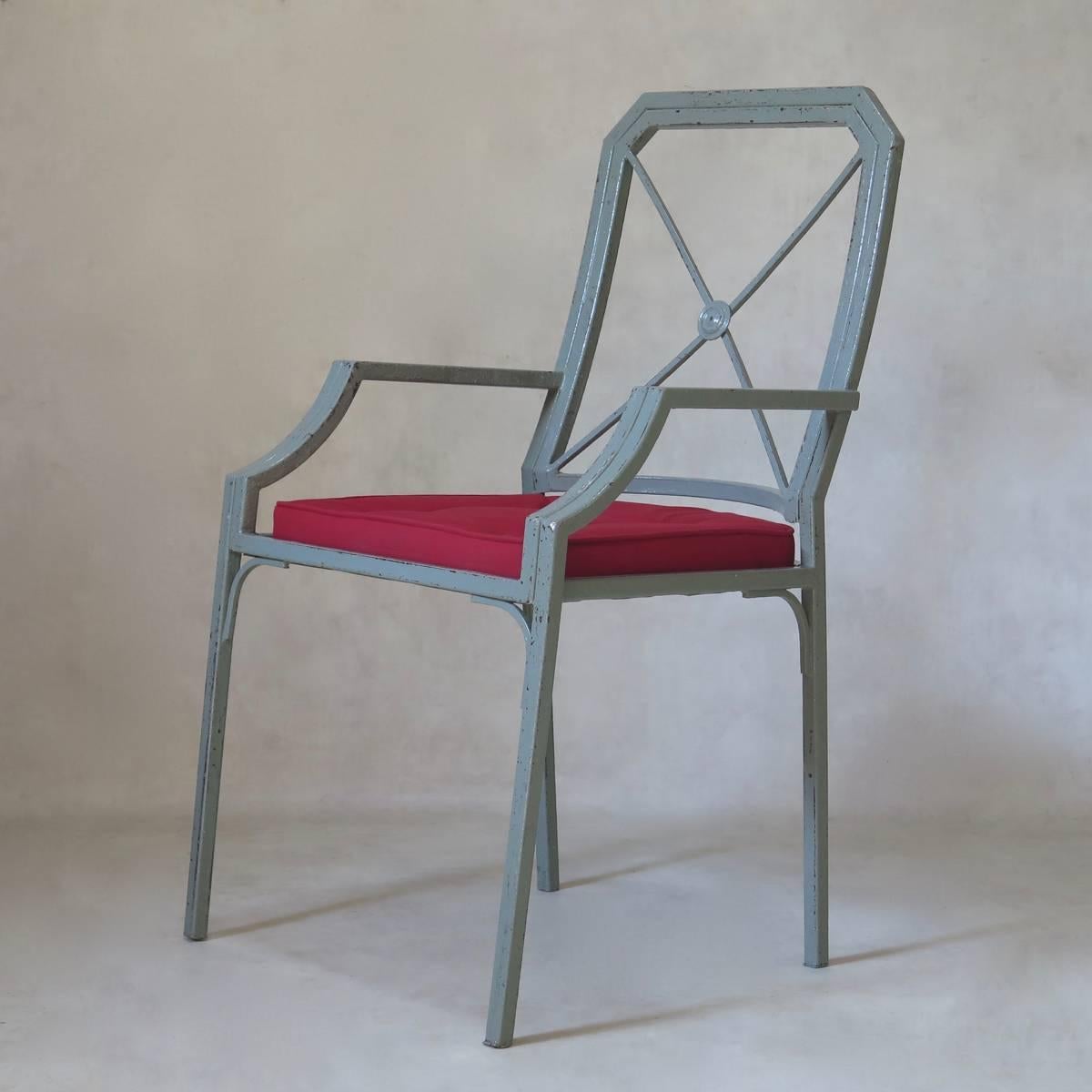 French Four Chic Directoire Style Iron Chairs, France, circa 1960s