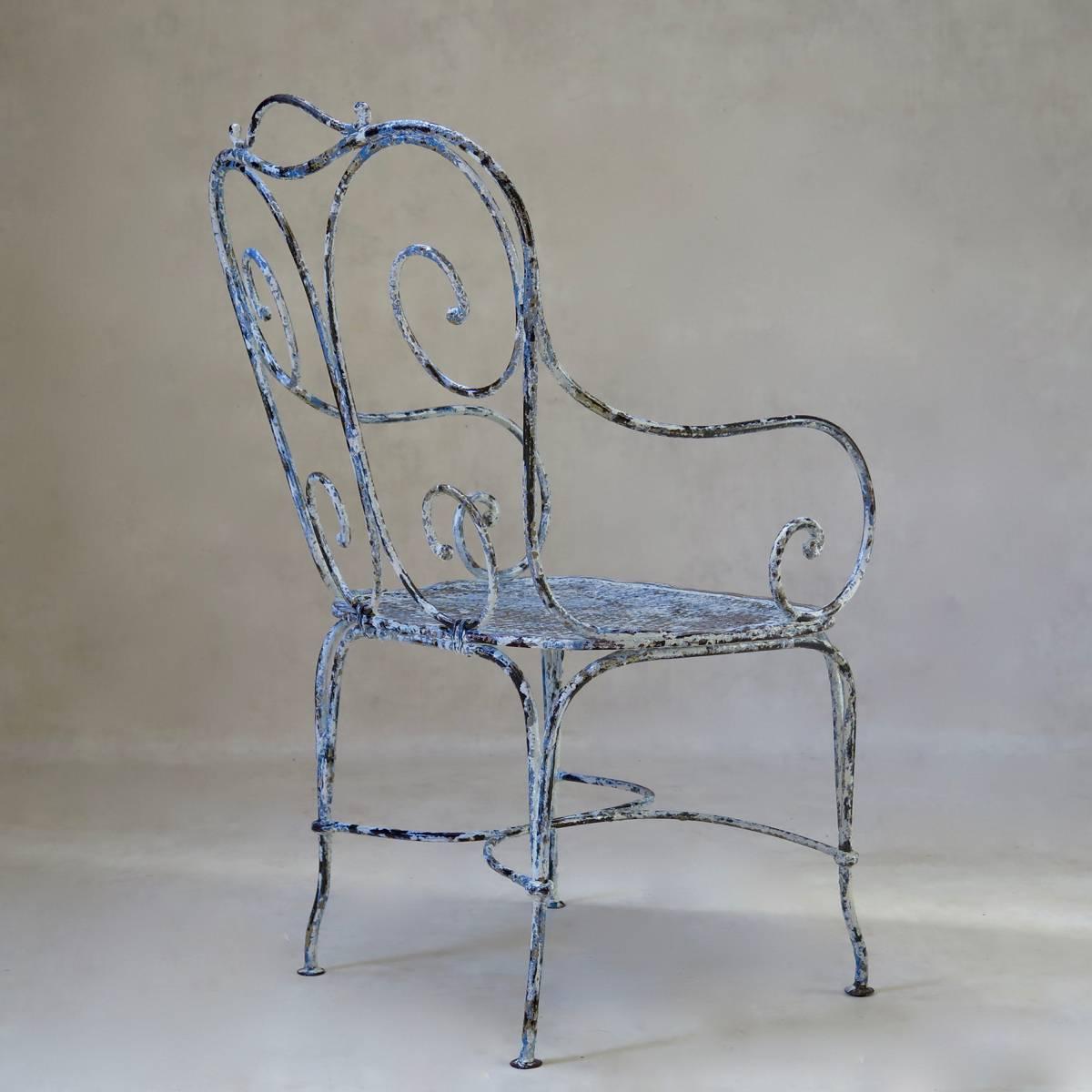 French Large Wrought Iron Chair, France, circa 1900 For Sale