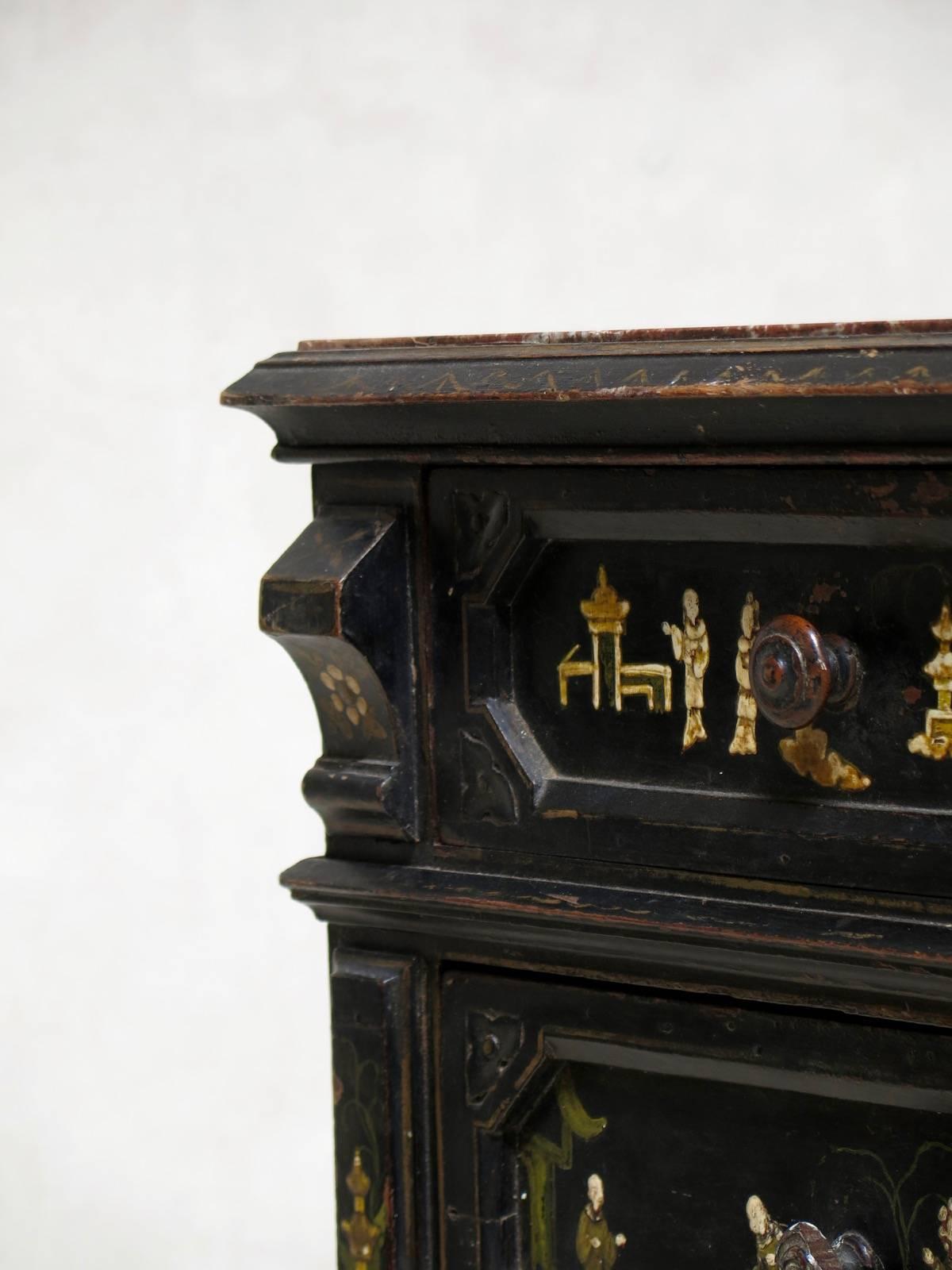 Lacquered Napoleon III Chinoiserie Cabinet, France, circa 1880s For Sale
