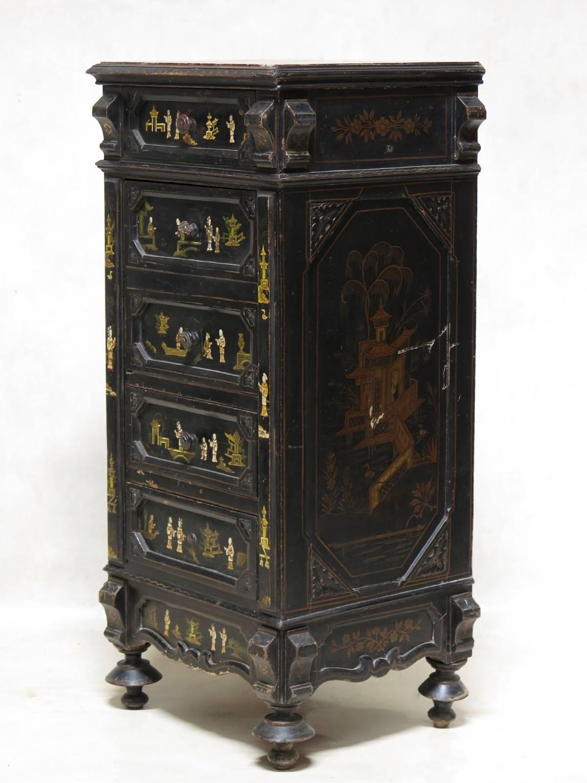 French Napoleon III Chinoiserie Cabinet, France, circa 1880s For Sale